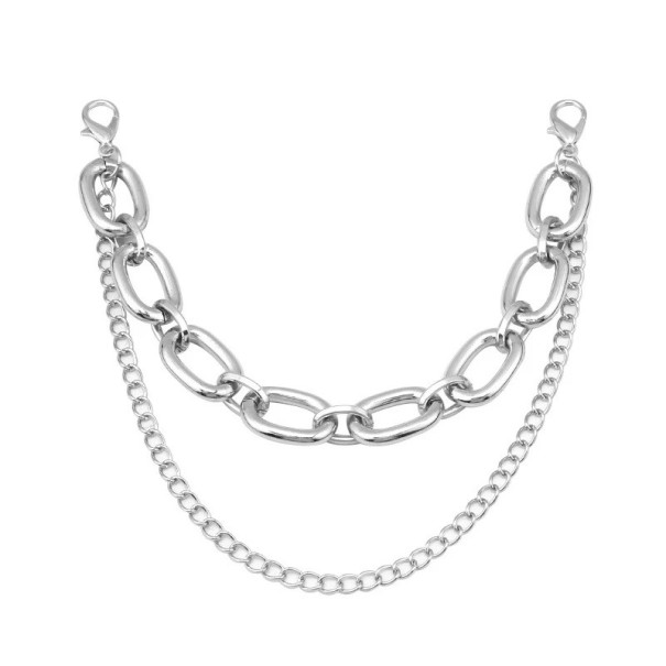 Cadena decorativa para bolso doble con cadena grande y fuerte Aleación metálica Cadena decorativa plateada para bolso asa corta de repuesto 1