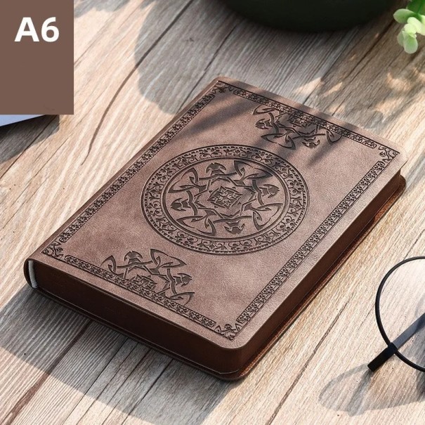Caderno A6 Estilo Retro com Corda Caderno de Linhas com Padrão Relevo Caderno de Bolso para Escritório e Viagens castanho