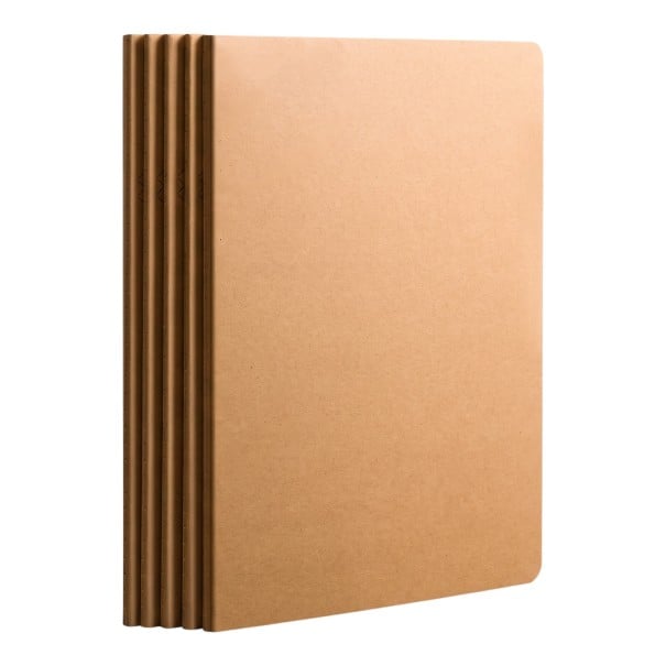 Cadernos B5 com folhas quadriculadas 25,8 x 18,5 cm em embalagem de cinco unidades para cálculos e desenho de tabelas para estudantes e escritório castanho