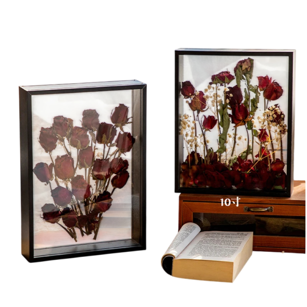 Cadre 3D transparent pour exposer des objets boîte 20 x 20 cm bois cadre décoratif pour décorations et photos pour la maison noir