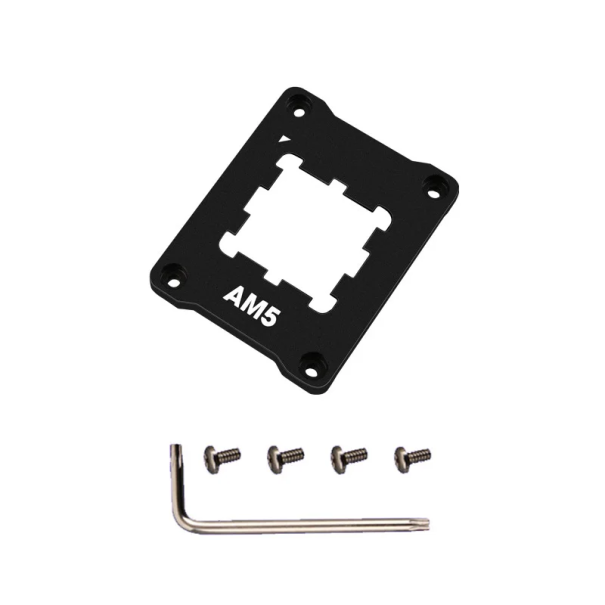Cadre en aluminium anti-flexion pour AMD 7950X 7800X 7700X 7600X 7500F 6,9x5,3 cm Épaisseur 5 mm Avec vis et tournevis noir