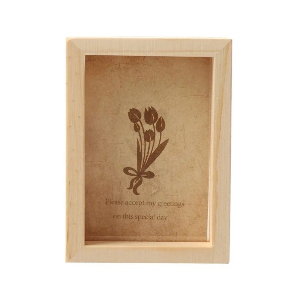 Cadre photo en bois avec insertion coulissante 6,6 x 7,8 cm bois naturel avec plaque transparente pour la décoration intérieure 1