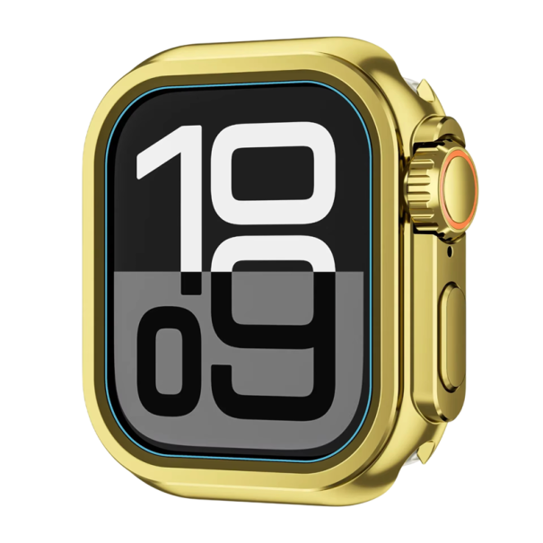 Cadru metalic de primă clasă pentru Apple Watch 44 mm Series SE 1 2 Series 4 5 6 Capac de protecție din oțel inoxidabil Carcasă bumper elegantă pentru ceasurile inteligente iWatch aur strălucitor