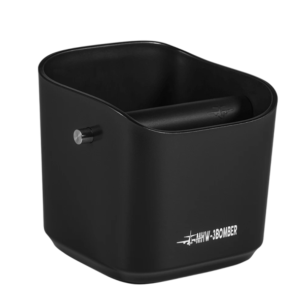 Cafetera de golpe cuadrada de 1,2 l de plástico ABS con barra de acero inoxidable extraíble y patas antideslizantes Barista recipiente para residuos de café negro