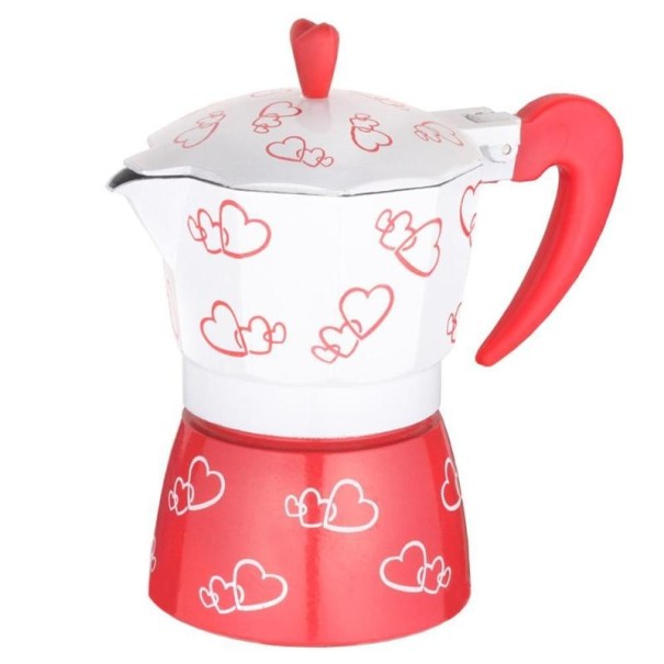 Cafetera moka con corazones L
