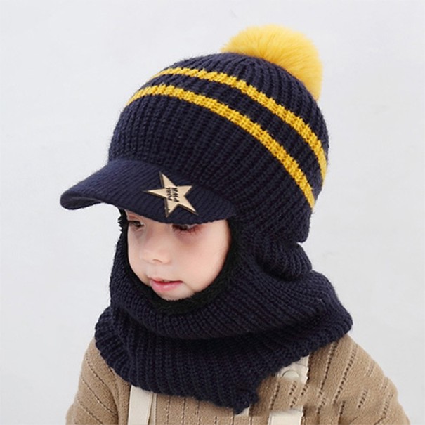 Cagoule d'hiver pour enfants avec visière bleu foncé