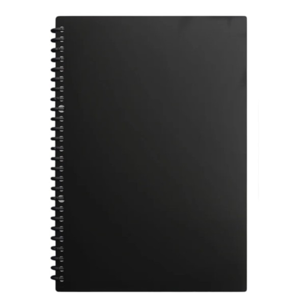 Cahier A5 sans lignage avec anneaux détachables et 60 feuilles vierges dans une couverture mate pour le dessin et les notes pour l'école et le bureau noir