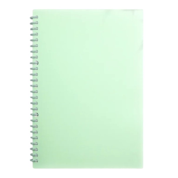 Caiet mare neliniat A4 cu 60 de foi albe pe spirală deschisă în coperți mate pentru desen și notițe pentru școală și birou verde