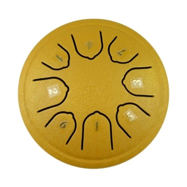 Caisse à lamelles en acier 11,5 cm 8 tons mini tambour pan instrument de musique avec maillet tambourin tambour de relaxation jaune