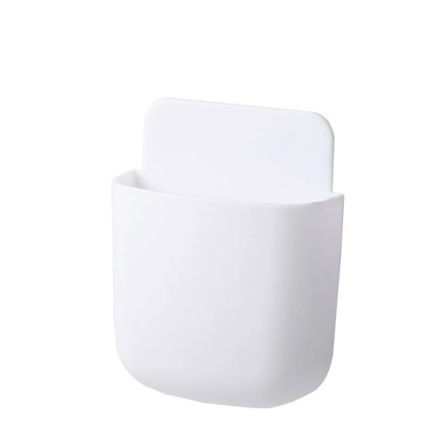 Caixa de armazenamento de parede 11,5 x 8 x 2,5 cm Suporte para telemóvel e comando Caixa com organizador Organizador prático para o lar branco