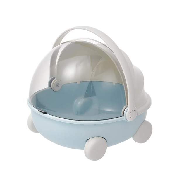 Caixa de arrumação para bonecas 35 x 20 x 25 cm Carrinho estiloso com rodas Mala de plástico com pega Organizador portátil de brinquedos e acessórios azul