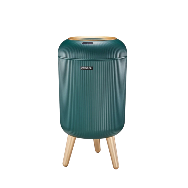 Caixa de lixo automática de 10 l com sensor Pés de madeira Lixeira sem toque 3 cores Cozinha Casa de banho Quarto Escritório verde