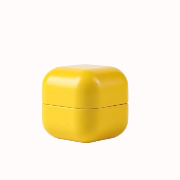 Caixa de presente para pequenos objetos com tampa 5,5 cm caixa de armazenamento metálica formato cúbico caixa compacta para joias e pequenos itens amarelo