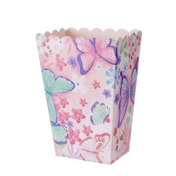 Caixas de papel para pipocas com borboletas e flores conjunto 6 unid caixas de papel decoração rosa para pipocas para festas e snacks 1