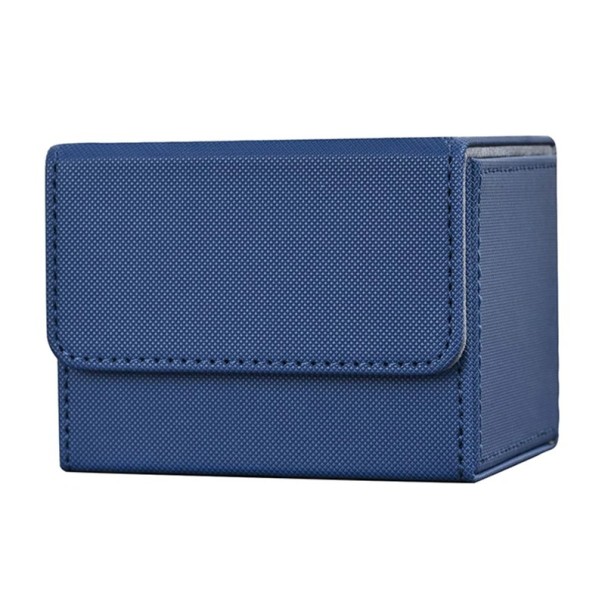 Caja colorida con interior gris para barajas de cartas con cierre magnético y superficie duradera adecuada para transporte y almacenamiento en casa. azul