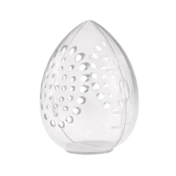 Caja de almacenamiento de plástico de 7,5 x 5,5 cm para esponjas cosméticas, caja transparente, soporte para esponjas de maquillaje, caja de viaje tipo huevo color transparente