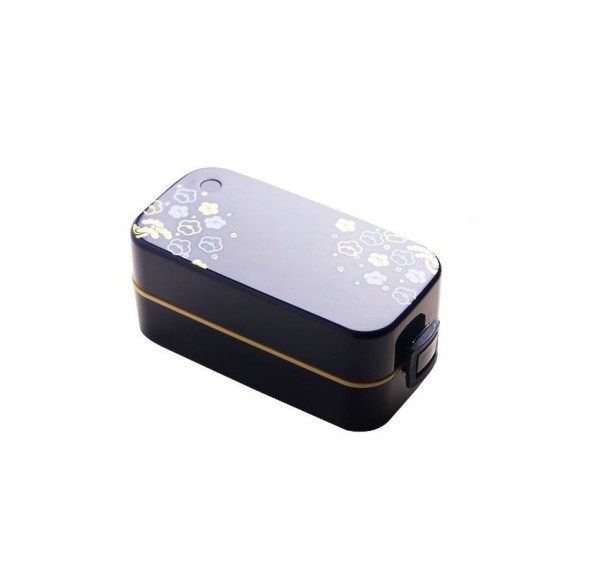 Caja de comida bento de dos pisos C16 azul oscuro Caja de comida bento de dos pisos C16 azul oscuro
