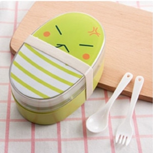 Caja de comida bento para niños con cubiertos verde Caja de comida bento para niños con cubiertos verde
