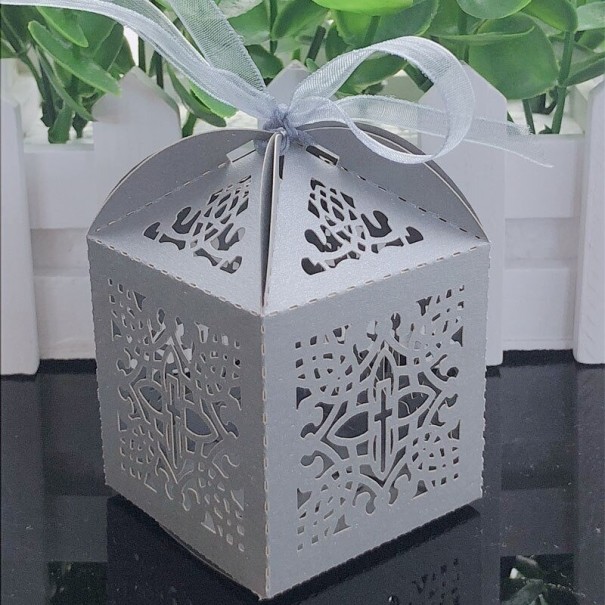 Caja de papel para regalo 10 uds. plateado
