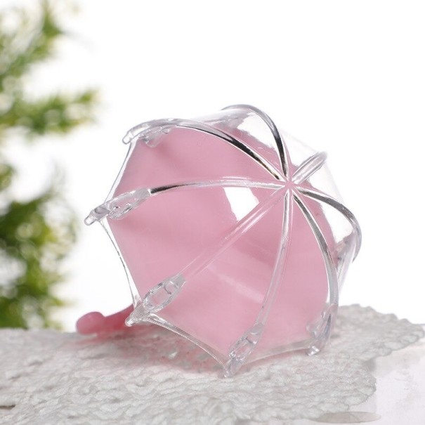 Caja de plástico para caramelos con forma de paraguas, 12 unidades rosa claro