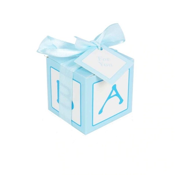 Caja regalo infantil con letra 20 uds azul