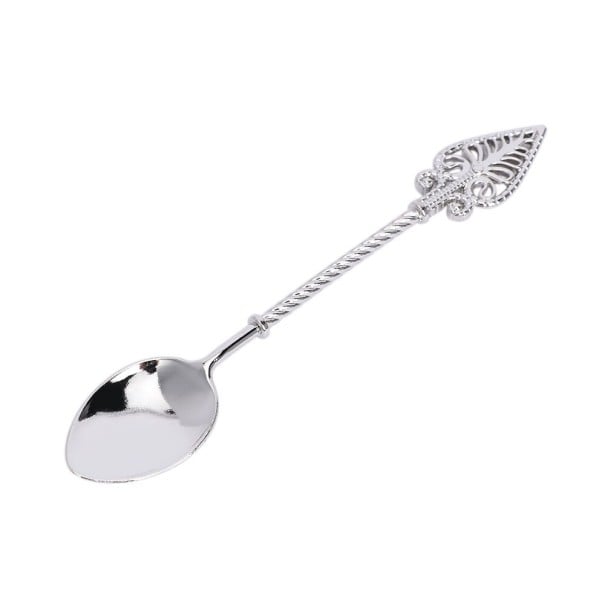 Čajová lžička ve vintage stylu na kávu a čaj Ozdobná prolamovaná koncovka Kroucená rukojeť Oválná miska Délka 11,6 cm Slitina kovu 2