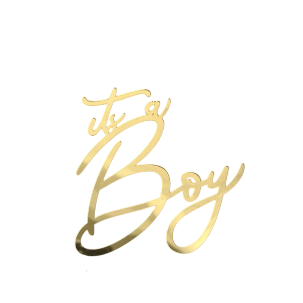 Cake Decoration in Gold 7.7 cm Text It's a Boy Cake Topper Gender Reveal Baby Shower 1
