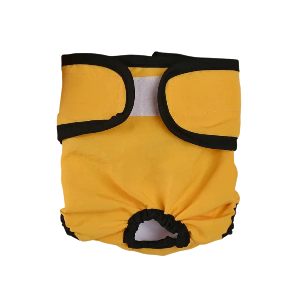 Calças de Cio para Cadelas Tamanho XL Cintura Ajustável 50-70 cm Calças Protetoras Laváveis Calças Higiénicas para Cão amarelo