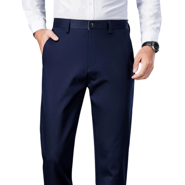 Calças de escritório para homem de corte direito Smart Casual Calças elegantes para reuniões de trabalho e uso diário Estilo formal confortável azul 40