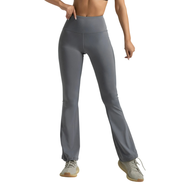 Calças de yoga femininas com cintura alta Leggings alargadas para exercício e lazer Calças desportivas elásticas e confortáveis para mulheres cinzento M