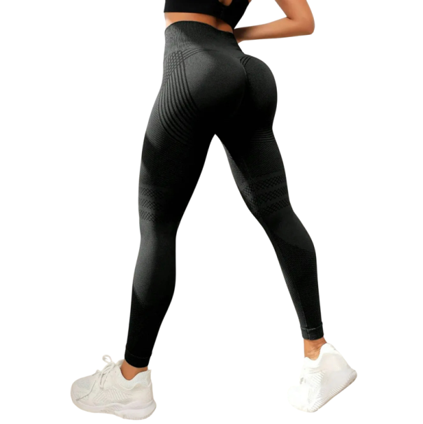Calças desportivas elásticas sem costuras para mulheres com cintura alta Leggings justas até ao tornozelo Modeladoras de nádegas Respiráveis e leves preto S