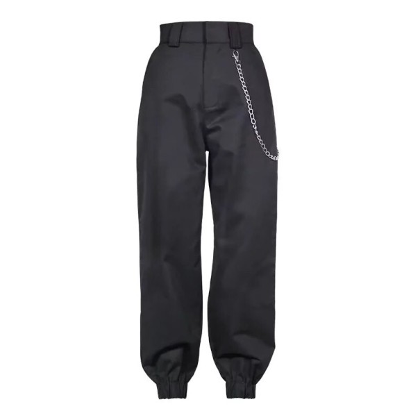 Calças jogger femininas com corrente preto XS