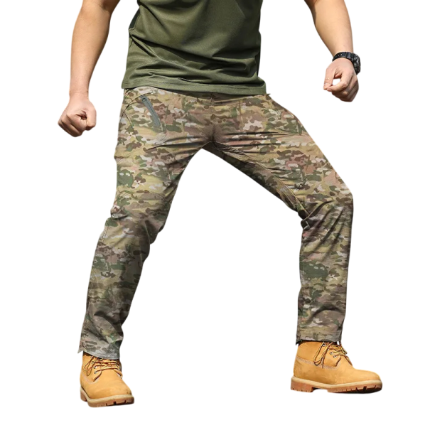Calças tácticas masculinas khaki camufladas Slim Fit Calças de treino à prova de água Calças respiráveis para desporto Estilo militar ao ar livre L