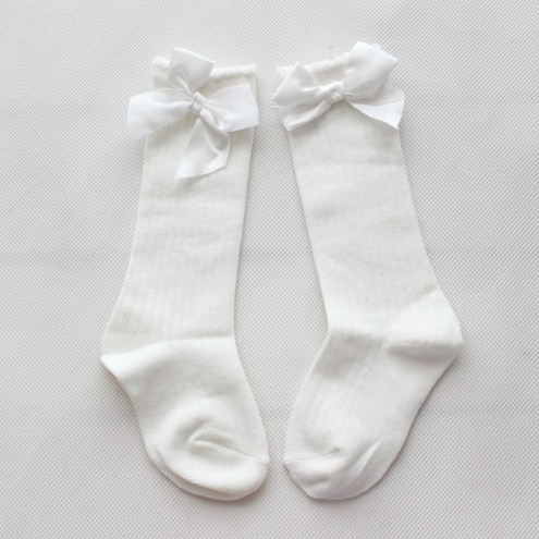 Calcetines altos niña con lazo J891 blanco 2-4 años