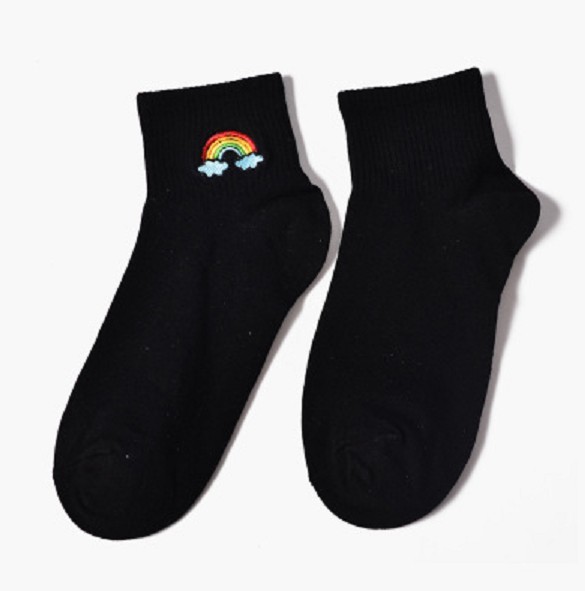 Calcetines arcoiris mujer negro