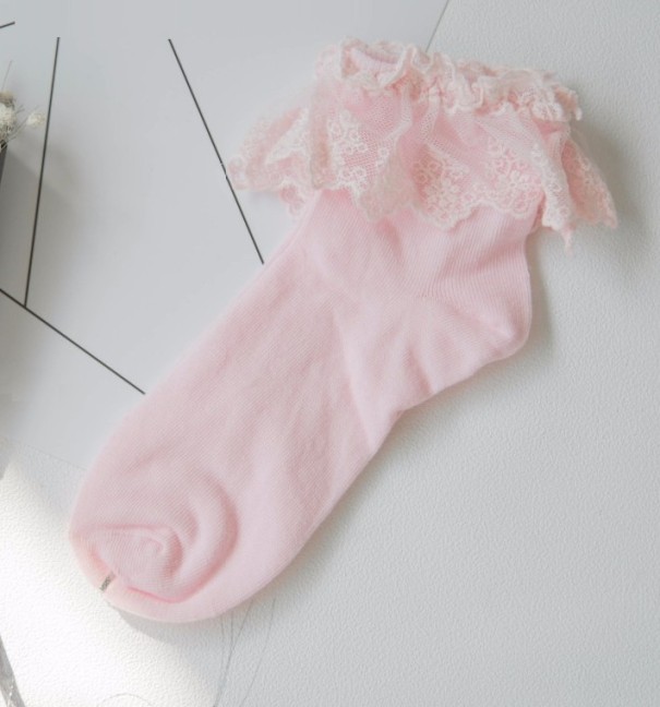 Calcetines con volantes para mujer rosa claro
