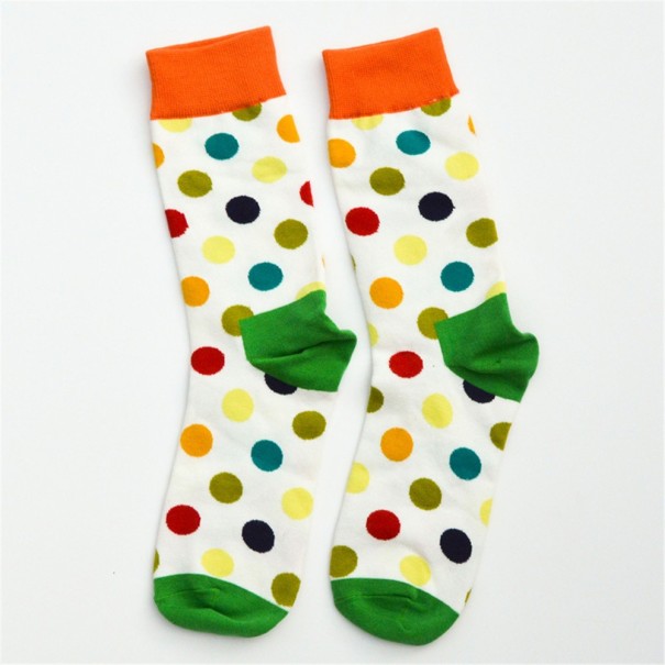 Calcetines de algodón para hombre con lunares blanco