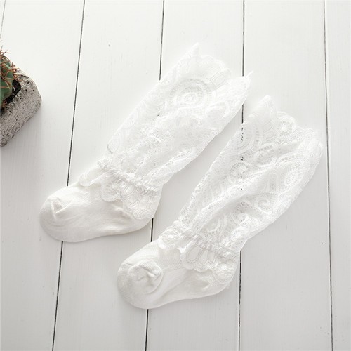 Calcetines de encaje para niños blanco 1-2 años