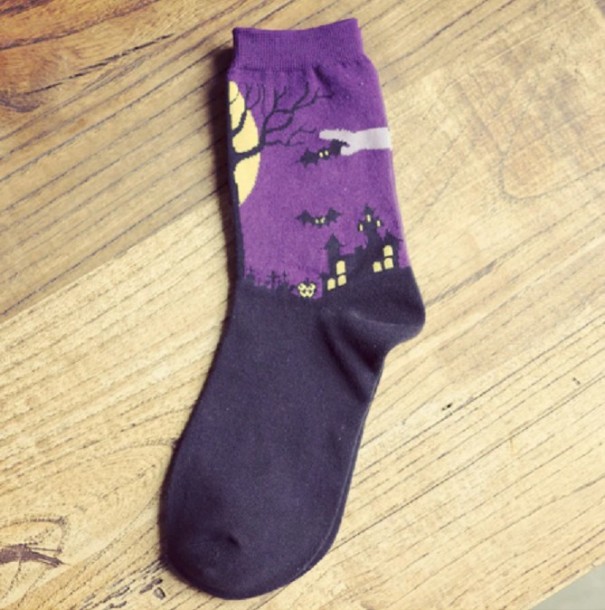 Calcetines de Halloween para mujer morado