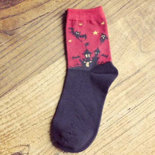 Calcetines de Halloween para mujer rojo