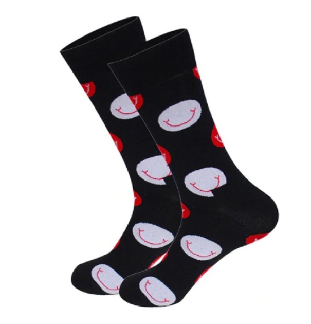 Calcetines de hombre con caras sonrientes negro