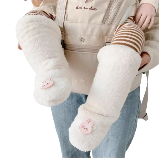 Calcetines de invierno unisex para niños Calcetines cálidos con forro de peluche Color blanco con motivo de conejo Poliéster Calcetines suaves 1