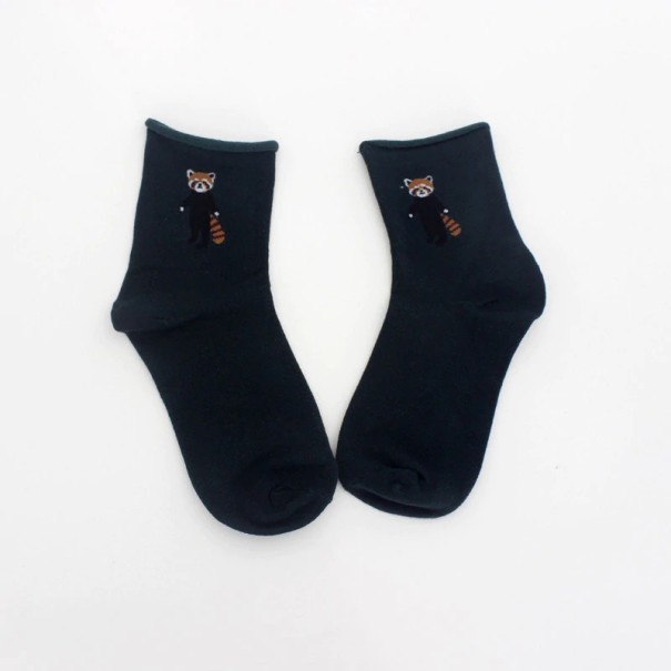 Calcetines de mujer con animales verde oscuro