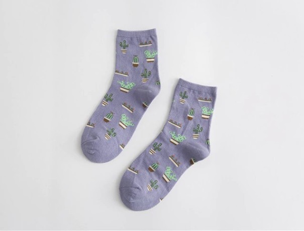 Calcetines de mujer con cactus lavanda