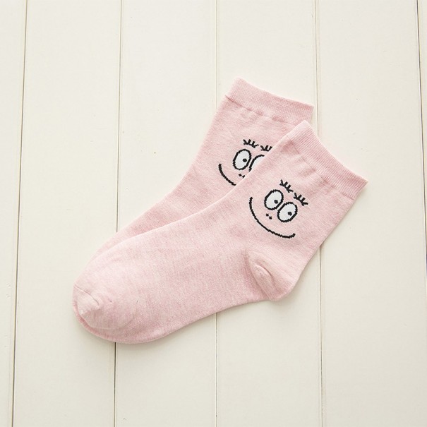 Calcetines de mujer con cara sonriente rosa