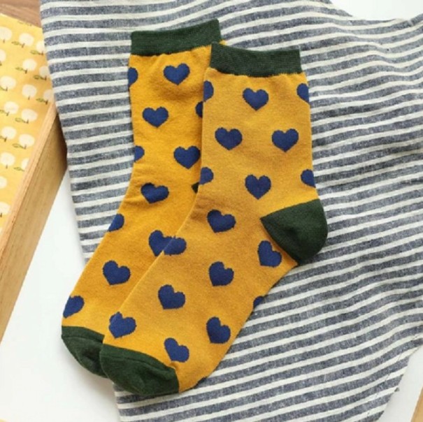 Calcetines de mujer con corazones amarillo