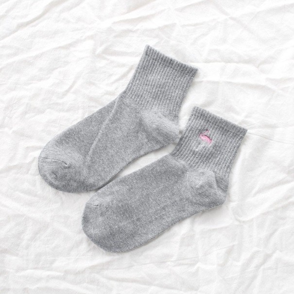 Calcetines de mujer con flamencos gris
