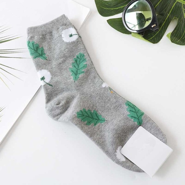 Calcetines de mujer con flores gris