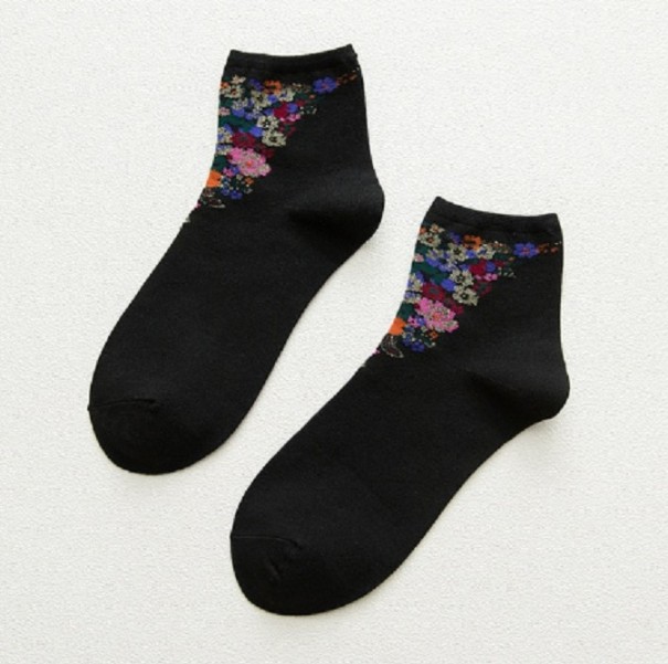 Calcetines de mujer con flores negro Calcetines de mujer con flores negro