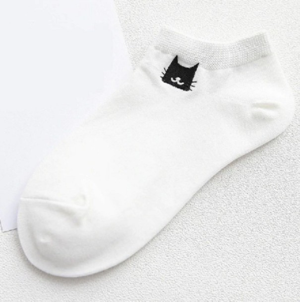 Calcetines de mujer con gato - 3 pares blanco